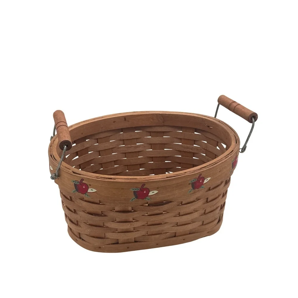 Rustic Primitive Oval Apple Basket Cottagecore Kitchen Storage